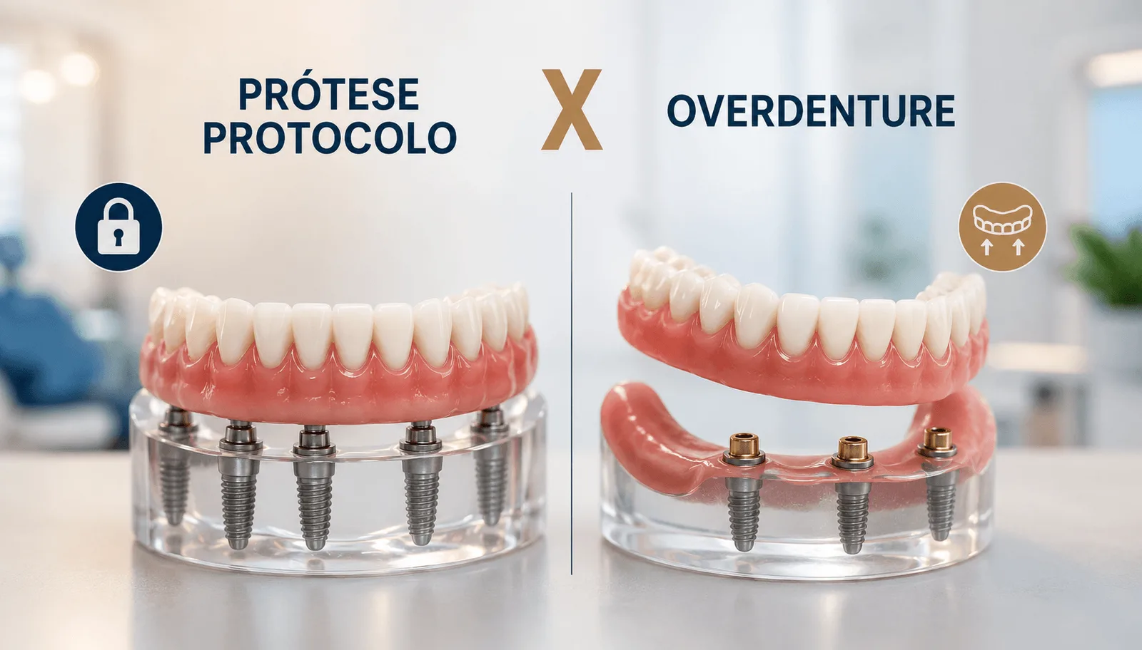 Prótese Protocolo x Overdenture: Entenda as diferenças e descubra qual é a melhor opção para você